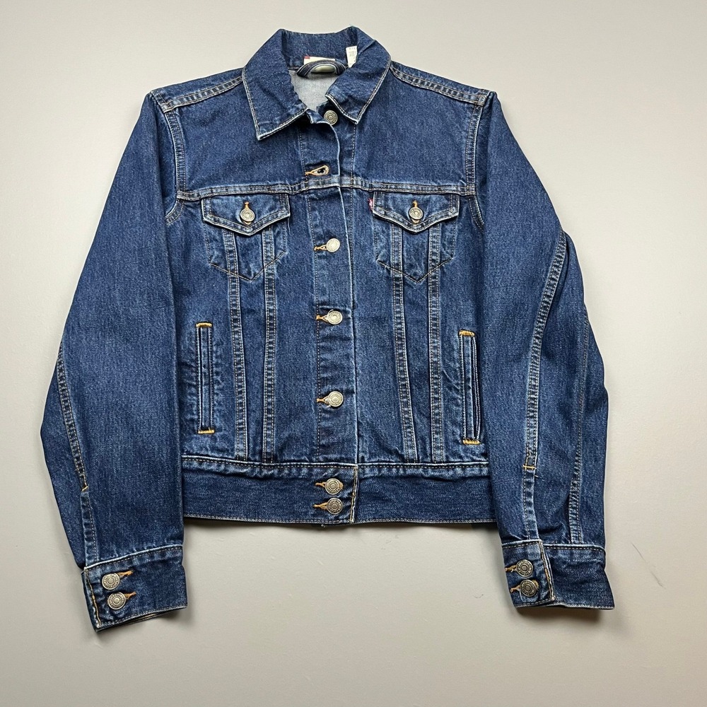 Levi's Denim Trucker Jacket Womens Large Blue Red Tab Cotton Type 3 77430-4837
